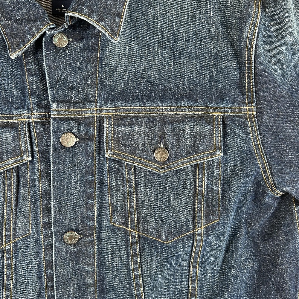 Vintage Gap Denim Jacket Mens Large Trucker Button Front Dark Indigo Unlined Y2K - Picture 4 of 15